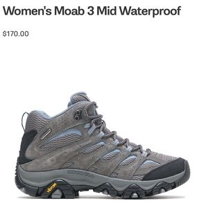 Merrell Women's Moab 3 Mid Waterproof Boots - Gray and Black (worn once!)